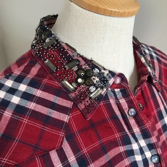 Guess Vintage Western Shirt - Gemstone Collar - Size Small - Picture 5 of 12